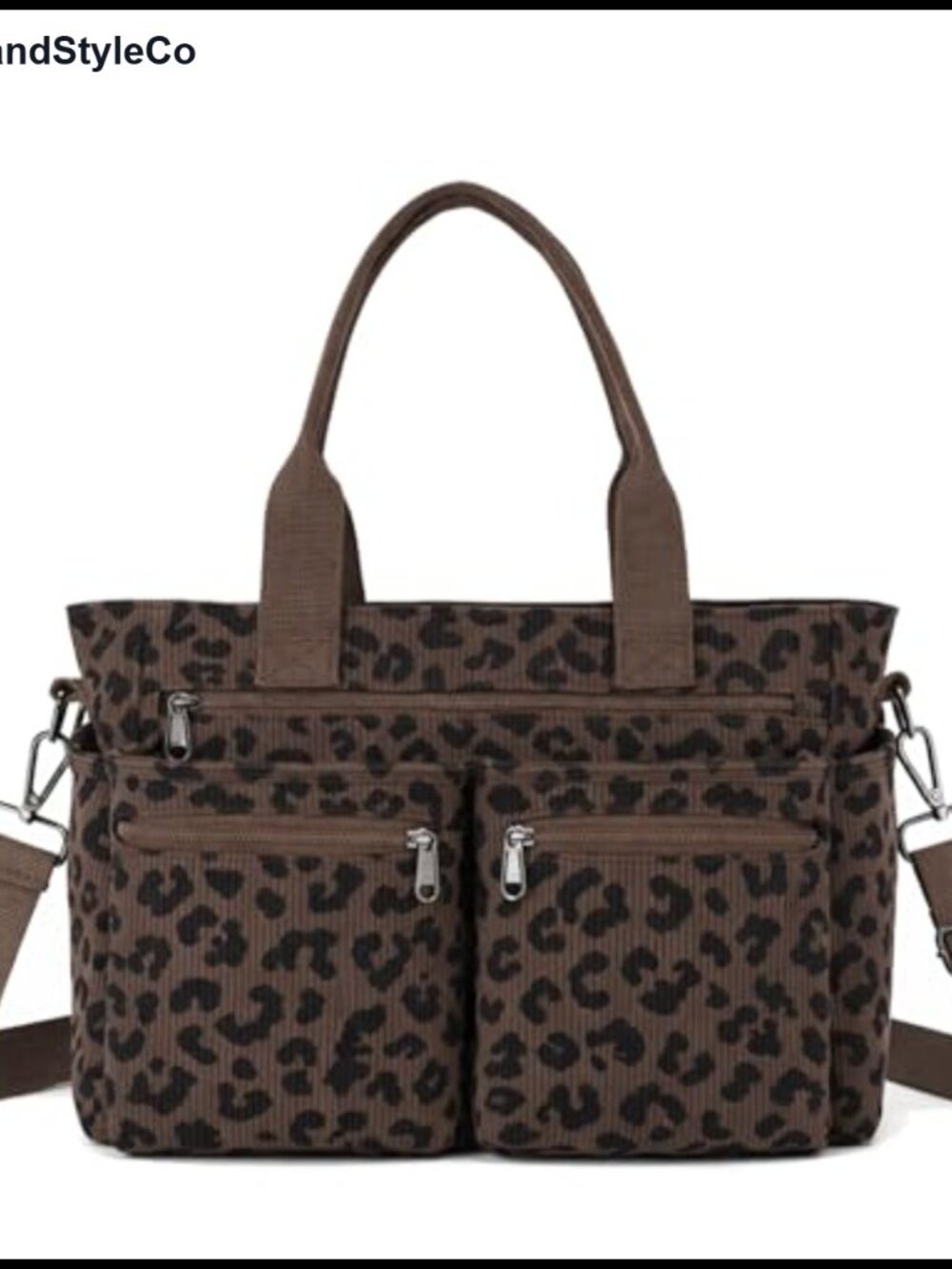 Corduroy Tote Bag with Multiple Pockets, Adjustable Strap Hobo Crossbody